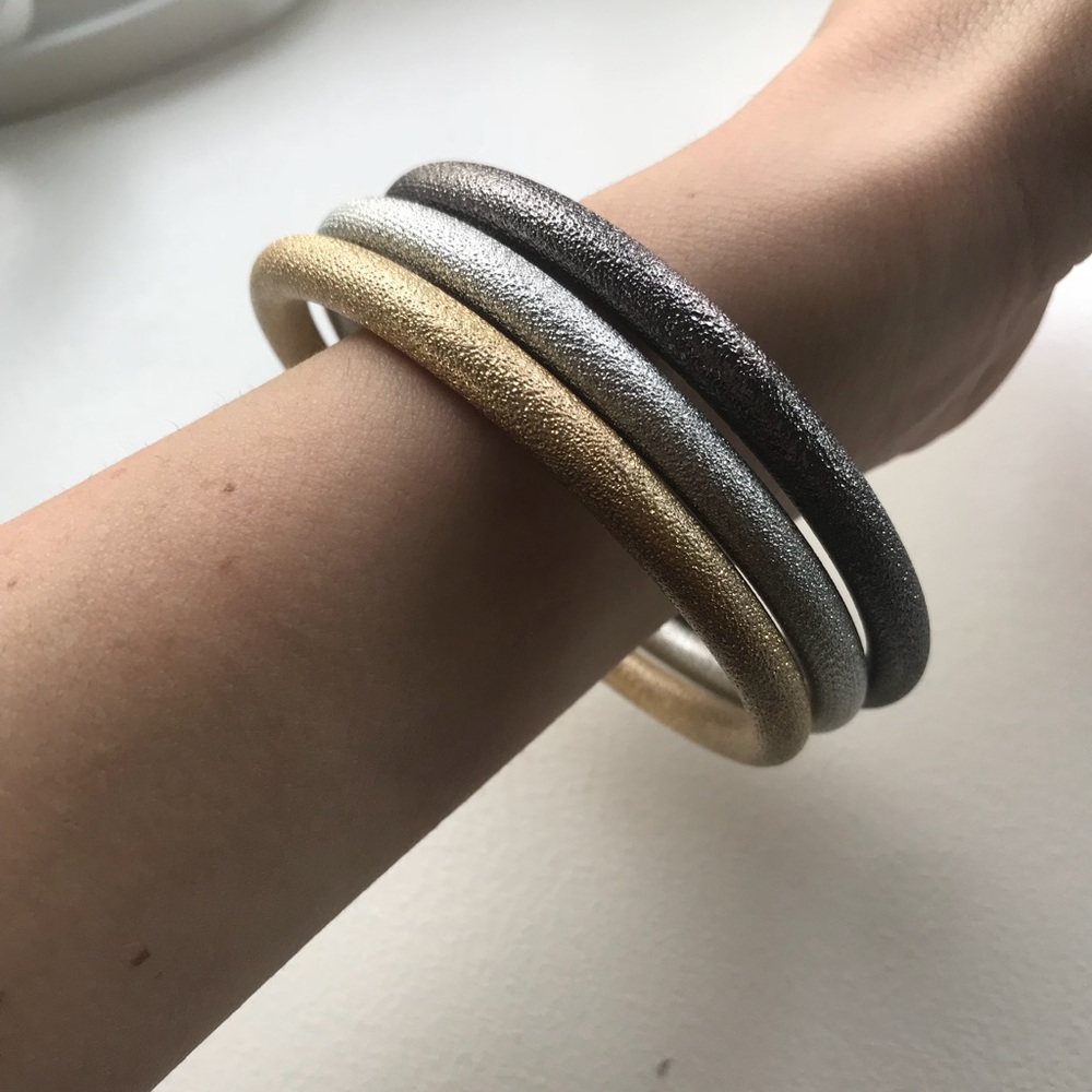 SET OF 3 bangles - gold, silver, dark grey